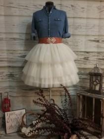 wedding photo - Free Shipping to USA Custom Made Adult Ivory  Tiered Tulle Skirt -for bridesmaid, Country Wedding,Rustic Wedding for Bridesmaid ,photo prop