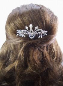 wedding photo - Bridal Hair Comb, FFT Original Design, Crystals Pearls Wedding Hairstyle Bride Flower Girl Veil Accessory