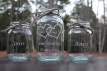 wedding photo - 5 Piece Personalized Engraved Mason Jar Sand Ceremony set, Engraved Wedding CeremonySet, Engraved Sand Cermony Set, Blended Family, Keepsake