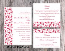 wedding photo -  DIY Wedding Invitation Template Set Editable Word File Instant Download Red Wedding Invitation Heart Invitation Printable Pink Invitation