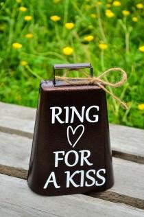 wedding photo - Ring for a Kiss Wedding Bell,rustic wedding bell,vintage wedding,barn wedding,kissing bell,wedding cow bell,country wedding,decoration