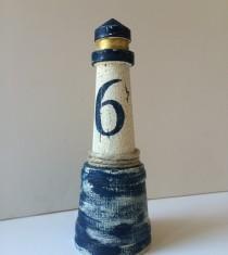 wedding photo - Vintage  Nautical Lighthouse Table Number