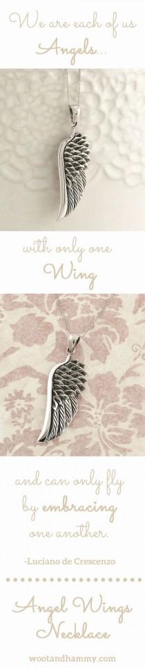 wedding photo - Angel Wing Pendant Necklace In Sterling Silver