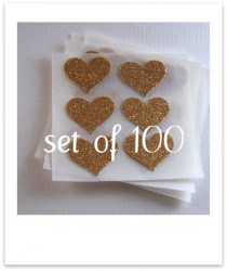 wedding photo - envelope seals - small gold glitter heart stickers -  made to order