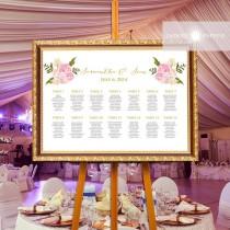 wedding photo - Floral Seating Chart, Calligraphy Seating Chart, Printable Watercolor Seating Chart, Seating Chart, Elegant Seating Chart,jadorepaperie