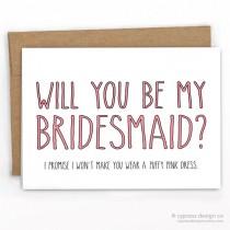 wedding photo - Bridesmaid Fluffy Pink Dress! Funny Wedding Card