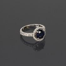 wedding photo - Sapphire ring, Halo ring, Anniversary ring, Blue sapphire ring, Gold sapphire ring, Halo sapphire ring, Birthstone ring, Gemstone ring
