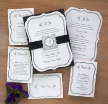 wedding photo - Die Cut Invitation - Raised Thermography Wedding Invite - Elegant Wedding Invitation Suite - Custom Wedding Invitation Suite AV4297