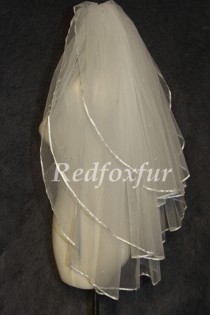 wedding photo - 3 Tier Veil,white ivory Veil,Wedding veil,Bridal veil,With comb,Beads Veil