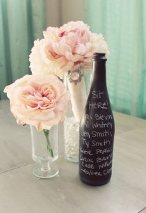 wedding photo - Items Similar To Set Of 15 Chalkboard Vases WEDDING Centerpiece Wine Bottle BLACK Seating Chart Table Number On Etsy