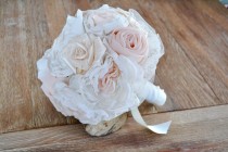 wedding photo -  Bridal Bouquet Peonies and Roses. Garden Rustic Chic Wedding. Wedding fabric bouquet. Romantic bride bouquet handmade.