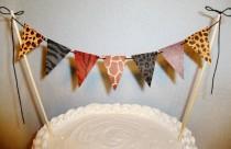 wedding photo - Animal Prints Cake Topper Garland Safari Bunting Tribal Party Banner African theme