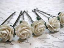 wedding photo - Ivory Rose hair pins