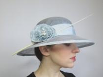 wedding photo - Summer Wedding Hat, Races Hat, Womens Hat, Sinamay Hat, Ladies Occasion Hat, Blue Hat, Mother of the Bride, Ascot Hat, Derby Hat, Millinery