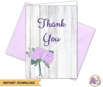 wedding photo - Printable Rustic Hydrangea Mason Jar with Flowers Thank You Cards