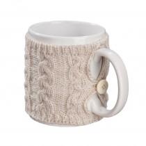 wedding photo - Knit Tea Cup Cozy, Coffee Mug Cozy, Knit Cup Sweater, Reusable Coffee Sleeve Hand Protector, Drink Grip, Beige, FREE SHIPPING