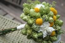 wedding photo - Bridal bouquet, hops and craspedia.