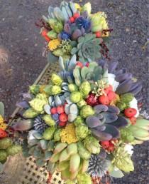 wedding photo - Wedding flowers- hops, succulents, thistle, berries