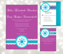 wedding photo - Fairy Tale Wedding Snowflake Invitations - Inspired by Disney's Frozen - Winter Wonderland Wedding - Print and Edit at home in Adobe