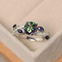 wedding photo - Mystic topaz ring, rainbow topaz, sterling silver, engagement ring
