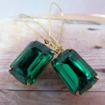 wedding photo -  Gold Emerald Earrings Green Earrings Bridal Earrings Bridesmaid Gift, Emerald Green Earrings Wedding Earrings ~ Angelina Jolie