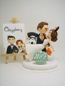wedding photo - Star wars and Disney theme custom wedding cake topper