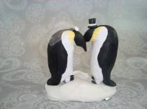 wedding photo - Custom Handmade Penguin Wedding Cake Topper