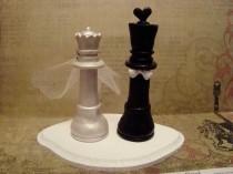 wedding photo - Customized Chess Piece Cake Topper