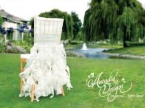 wedding photo - White Bridal Chair Cover Wedding Ruffle Willow Chair Decoration READY TO SHIP for Event Reception Bridal Shower Wedding Engagement Decor