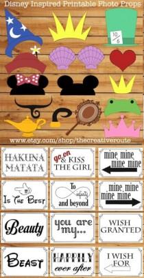 wedding photo - Disney Inspired Photo Props Printable Large Funny  DIY  24 photo booth props for party, wedding, or photo shoots. Photobooth props