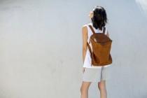 wedding photo - New! Brown Leather Backpack Travel Bag, Large Backpack, Honey Brown Leather Bag, Hand Made