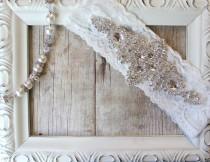 wedding photo - Customizable Vintage Wedding Garter with Sparkling Crystal Rhinestones on Comfortable Lace, Bridal Garter, Crystal Garter,