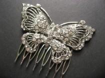 wedding photo - Butterfly Bridal Wedding Bridesmaids Gift Glass Rhinestone Crystals Hair Comb, Bridal Comb