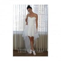 wedding photo - Jenny Lee - Spring 2014 - Asymmetrical Lace High-Low Wedding Dress with Sweetheart Neckline - Stunning Cheap Wedding Dresses