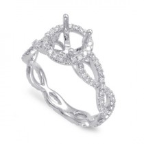 wedding photo - 6.5mm Diamond Braided Twisted Shank Engagement Ring Semi Mount 14k White Gold, 18k or Platinum Wedding Ring Styles, No Center Stone, Designs