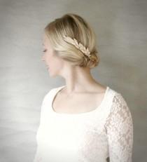 wedding photo - Beaded Blush Fern Bridal Hair Comb. Wedding Hair Accessory. Bridal Hairpiece. Gold Hair Accessory.