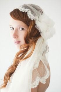 wedding photo - Wedding Veil, Bridal Veil, Swiss Dot Veil, Lace Mantilla Veil, Mantilla Veil, Corded Lace Veil, Ivory Veil, Dotted Veil - Lovely