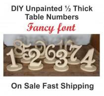 wedding photo - 1-30 DIY Wood Table numbers 1/2 thick wedding table numbers Fancy Font
