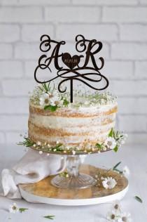 wedding photo -  Wedding Cake Topper Initials Cake Topper Names Personalized Wedding Cake Topper Wood Cake Topper