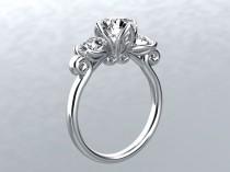 wedding photo - Diamond Engagement Ring Round White Lab Grown Diamond Simulates 1.60tw 14k White Gold Engagement  Wedding Ring Pristine Custom Rings 