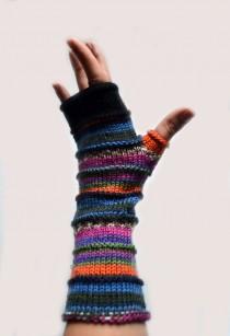 wedding photo - Merino Wool Fingerless gloves - Wool Arm warmers - Fingerless gloves - Fashion Gloves - Rainbow Fingerless Gloves nO 63.