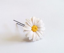 wedding photo -  Daisies White Flower - Wedding Hair Accessories, Bohemian Wedding Hairstyles Hair Flower