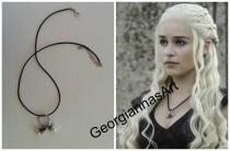 wedding photo - Game of Thrones Jewelry - Daenerys Targaryen Ring + Necklace ! Silver plated pearl ring - Emilia Clarke  - Daenerys/Khaleesi