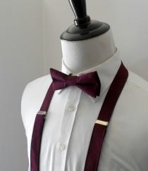 wedding photo - Burgundy Bowtie and Suspenders Set- Men's, Teen, Youth. 2 weeks before shipping
