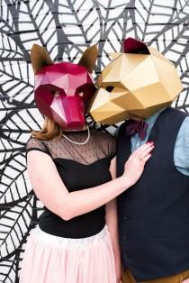 wedding photo - This animal mask engagement shoot in Denver brings out our wild side