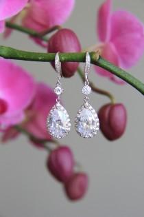 wedding photo - Sparkle filled cz earrings, cubic zirconia earrings, wedding jewelry, bridal jewelry, wedding earrings, bridal earrings