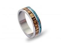 wedding photo - Titanium Ring, Turquoise Ring, Wooden, Wooden Ring