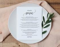 wedding photo - Wedding Menu Printable, Wedding Menu Template, Rustic Wedding, Table Menu, Menu Sign, Menu Card, PDF Instant Download 