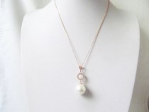 wedding photo -  rose gold pearl necklace, rose gold bridal necklace, rose gold wedding necklace, rose gold pearl pendant necklace, rose gold pearl jewelry