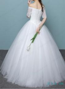 wedding photo - H1470 Dreamy princess off shoulder ball gown wedding dress